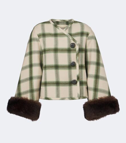 Plaid shearling-trimmed virgin wool jacket - Valentino Garavani - Modalova