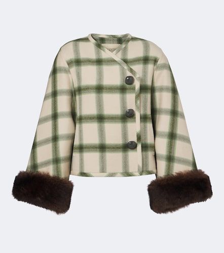 Plaid shearling-trimmed virgin wool jacket - Valentino - Modalova