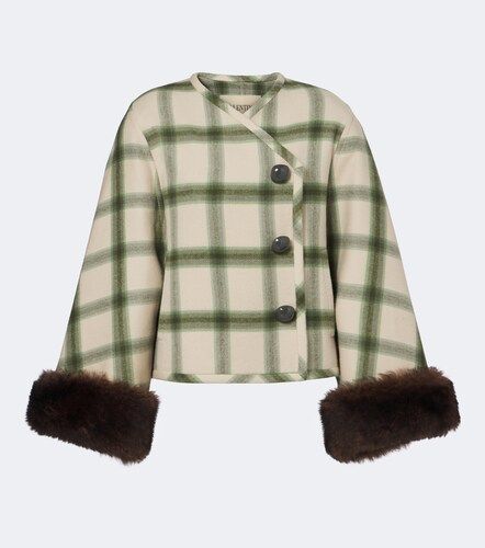 Plaid shearling-trimmed virgin wool jacket - Valentino - Modalova