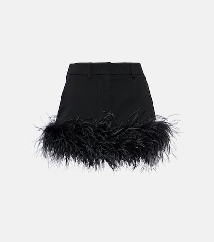 Minifalda de lana con ribete de plumas - Miu Miu - Modalova