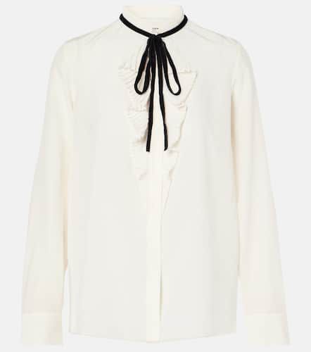 Frame Ruffled tie-neck silk blouse - Frame - Modalova