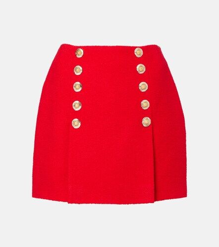Minifalda en mezcla de lana plisada - Balmain - Modalova