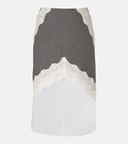 Falda midi de lana con encaje - Jil Sander - Modalova