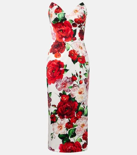 Abito midi con stampa floreale - Dolce&Gabbana - Modalova
