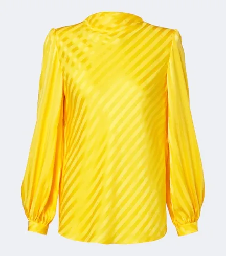 Blusa de seda en jacquard a rayas con VLogo - Valentino Garavani - Modalova