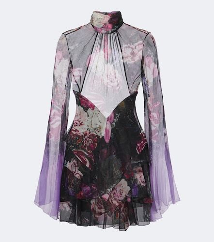 Floral open-back silk minidress - Roberto Cavalli - Modalova