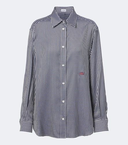 Camicia in twill di seta a quadri - Loewe - Modalova
