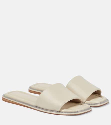 Embellished leather slides - Brunello Cucinelli - Modalova