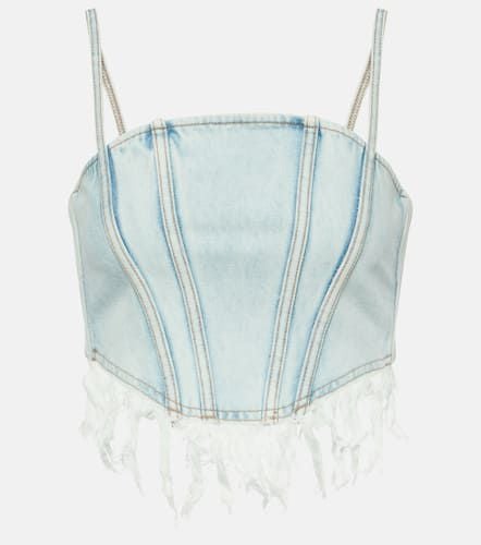 Distressed denim bustier - Alessandra Rich - Modalova