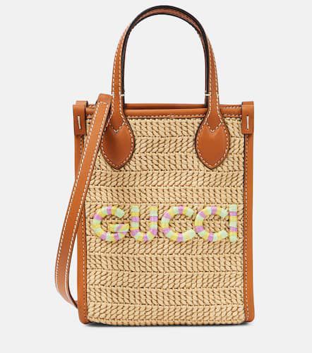 Gucci Tote Mini de rafia con logo - Gucci - Modalova