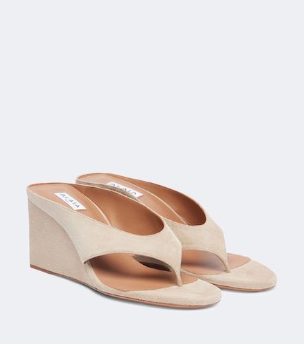 Alaïa Mules Cube 75 in suede con zeppa - Alaia - Modalova
