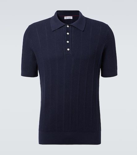Ribbed-knit cotton polo shirt - Brunello Cucinelli - Modalova