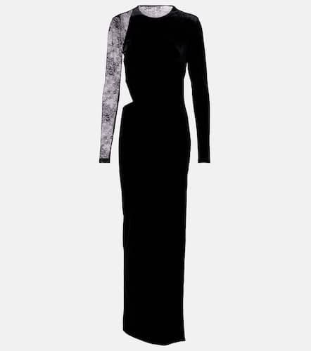 Cutout lace-trimmed velvet maxi dress - Self-Portrait - Modalova