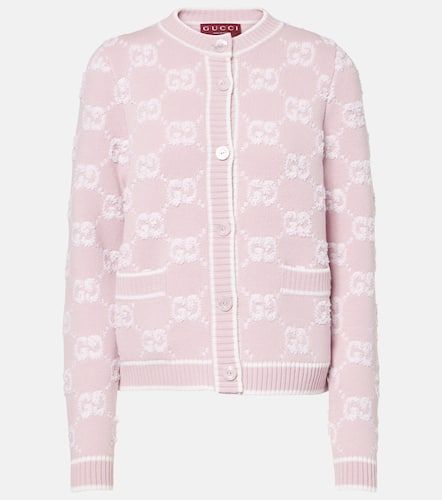 Cardigan in jacquard di lana GG - Gucci - Modalova
