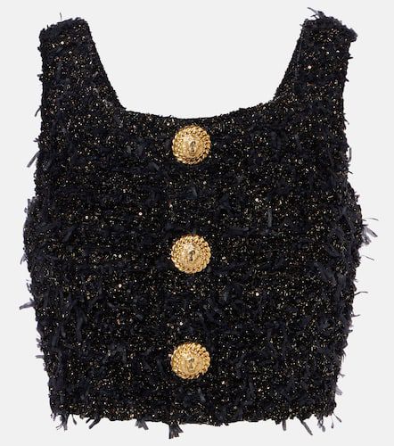 Balmain Crop top de tweed lamé - Balmain - Modalova