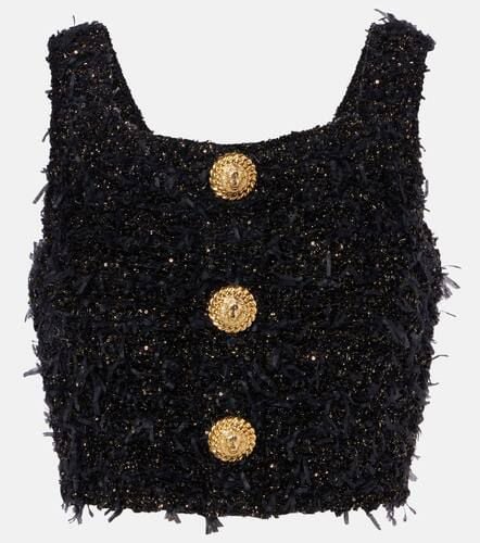 Top cropped in tweed con lamé - Balmain - Modalova