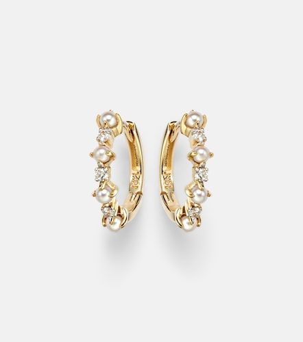Orecchini in 14kt con diamanti e perle - Mateo - Modalova
