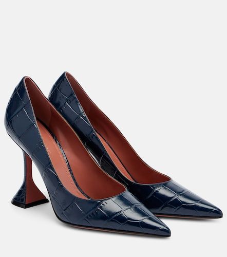 Ami croc-effect leather pumps - Amina Muaddi - Modalova
