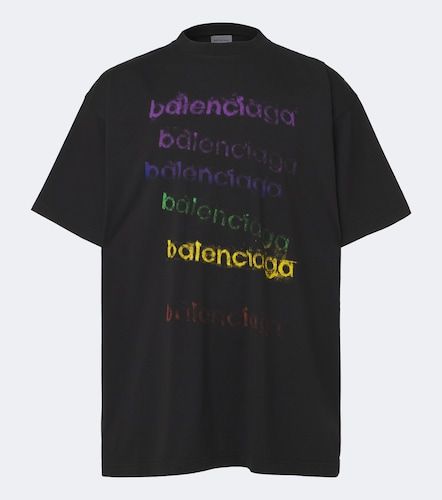 Camiseta de jersey de algodón con logo - Balenciaga - Modalova