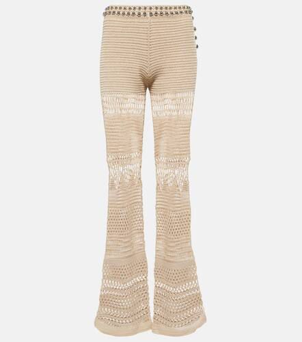 Embellished crochet cotton flared pants - Rabanne - Modalova