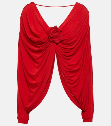 Floral-applique draped jersey top - Giuseppe di Morabito - Modalova