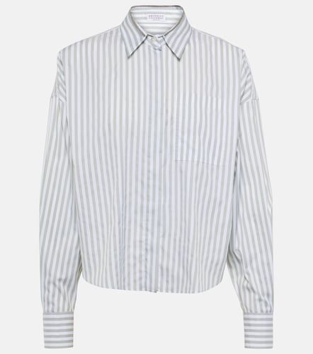 Camicia in popeline di cotone e seta a righe - Brunello Cucinelli - Modalova