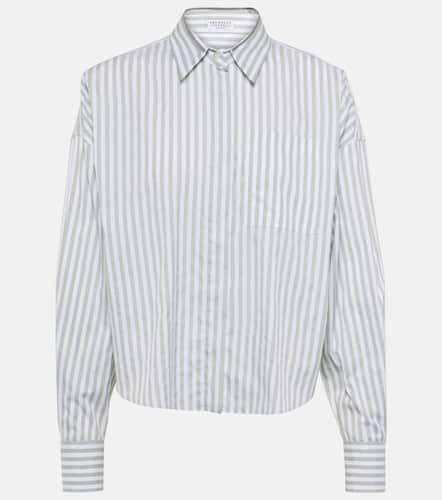 Striped cotton and silk poplin shirt - Brunello Cucinelli - Modalova