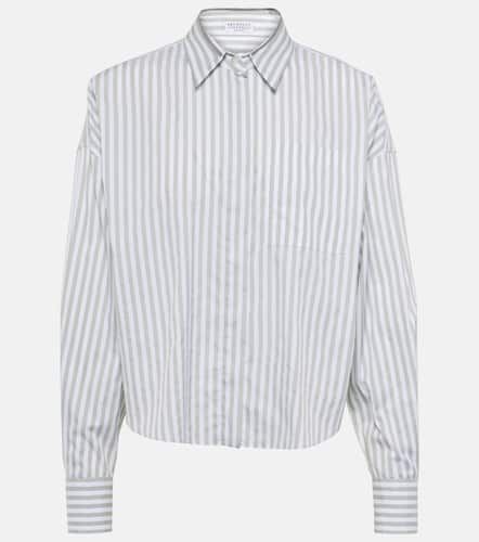 Striped cotton and silk poplin shirt - Brunello Cucinelli - Modalova