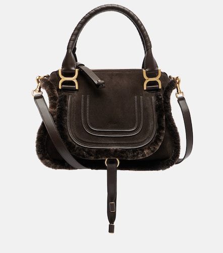 Marcie Small shearling-trimmed suede tote bag - Chloe - Modalova