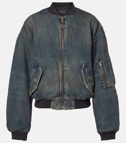 Bomber in denim distressed - Balenciaga - Modalova