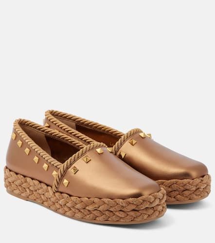 Espadrilles Rockstud en cuir métallisé - Valentino Garavani - Modalova
