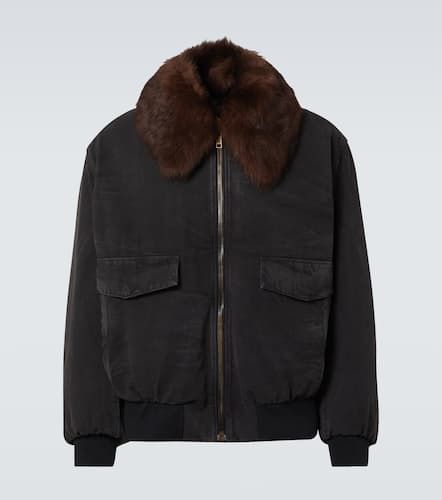 Shearling-trimmed cotton bomber jacket - Prada - Modalova