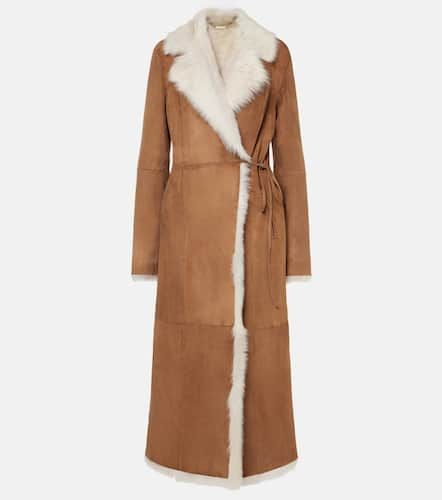 Joni shearling-lined suede coat - Nour Hammour - Modalova