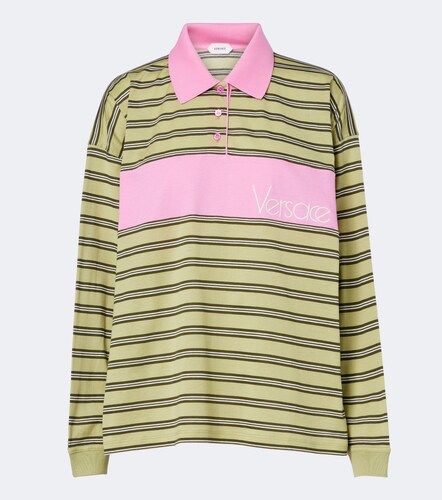 Polo oversized de jersey de algodón a rayas - Versace - Modalova