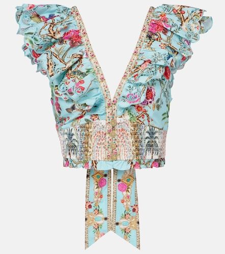 Crop top de popelín de algodón floral - Camilla - Modalova