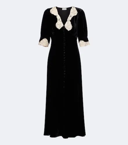 Vestido midi Simone de terciopelo con encaje - Rixo - Modalova