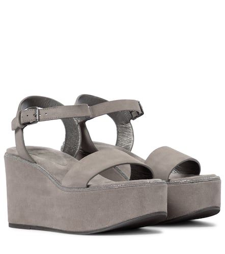 Plateausandalen aus Veloursleder - Brunello Cucinelli - Modalova