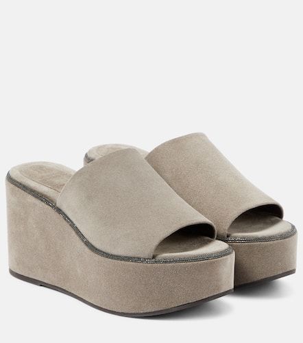 Sandalias con plataforma de ante - Brunello Cucinelli - Modalova