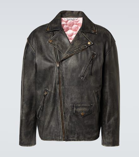 Chaqueta biker de piel con efecto desgastado - Acne Studios - Modalova