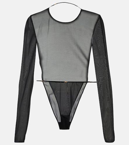 Open-back silk-blend georgette bodysuit - Saint Laurent - Modalova