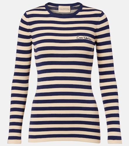 Pullover in cotone a coste a righe - Valentino Garavani - Modalova
