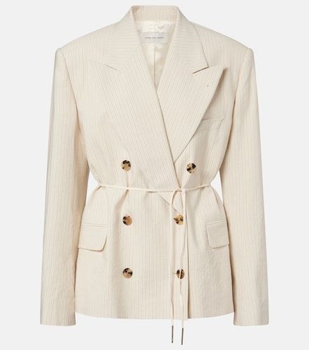 Blazer cruzado en mezcla de algodón a rayas - Dries Van Noten - Modalova