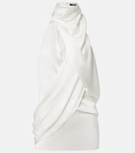 Top de seda drapeado con cuello halter - Balmain - Modalova
