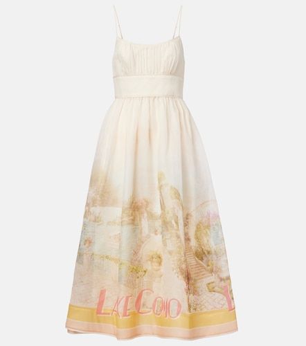 Vestido midi Como de lino y seda estampado - Zimmermann - Modalova