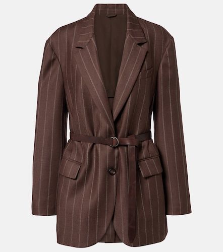 Belted pinstriped virgin wool blazer - Brunello Cucinelli - Modalova