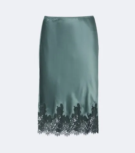 Elowette lace-trimmed silk satin midi skirt - Doen - Modalova