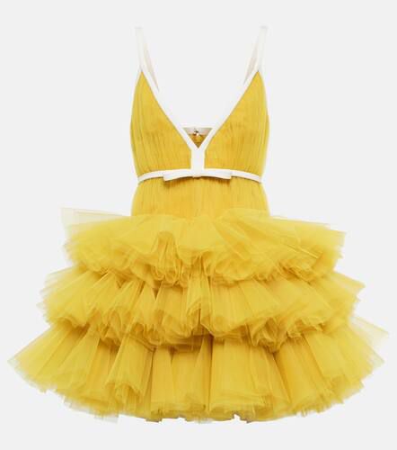 V-neck ruffled tulle minidress - Giambattista Valli - Modalova