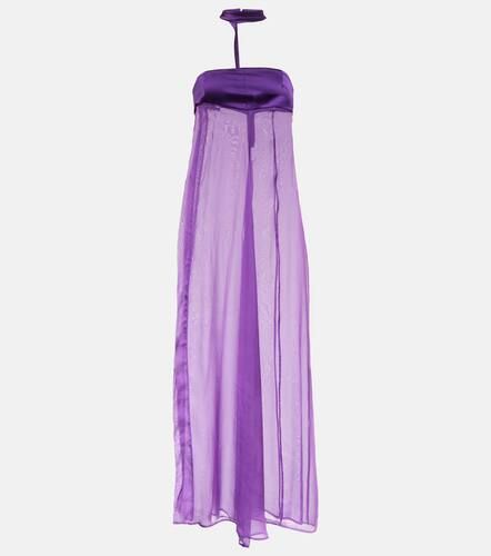 Halterneck silk chiffon maxi dress - Didu - Modalova