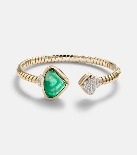 Bracciale Trisolina in 18kt con diamanti e smeraldo - Marina B - Modalova