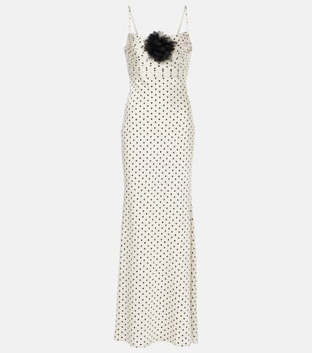 Floral-appliquÃ© polka-dot satin maxi dress - Self-Portrait - Modalova